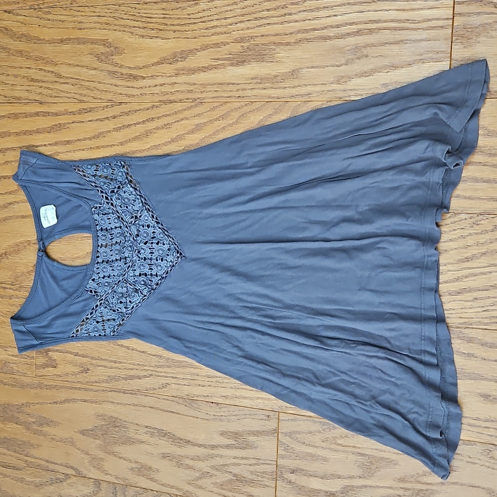 O’Neill Crochet Trimmed Flowy Tank Top, Size XS, Gray
